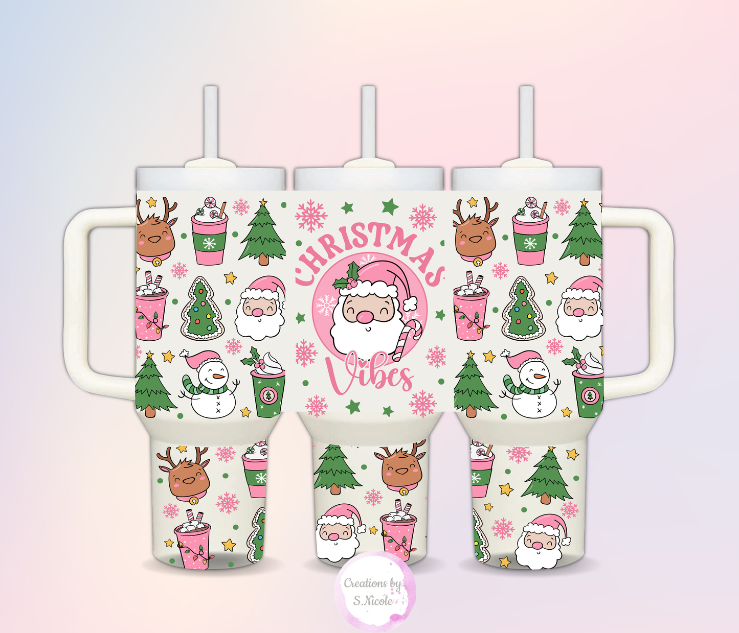 Pink Christmas Vibes 40oz Tumbler
