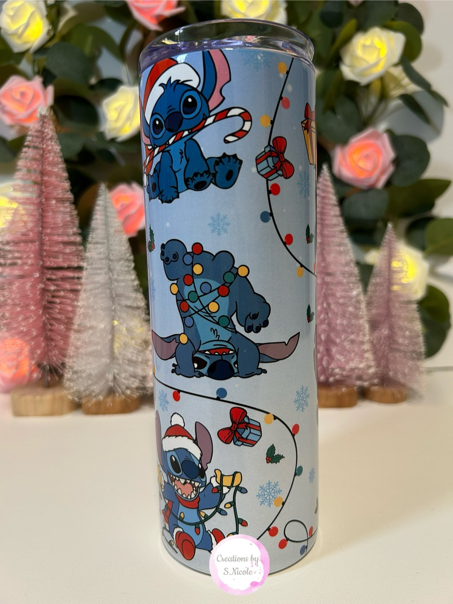 Blue Alien Christmas Tumbler