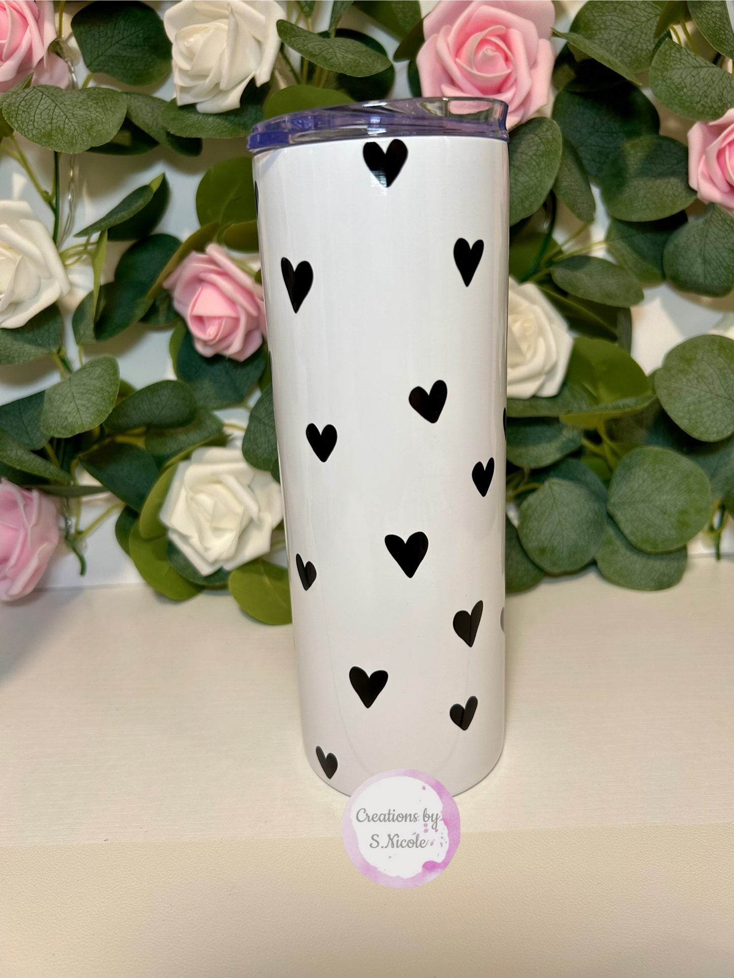 Black Hearts Skinny Tumbler
