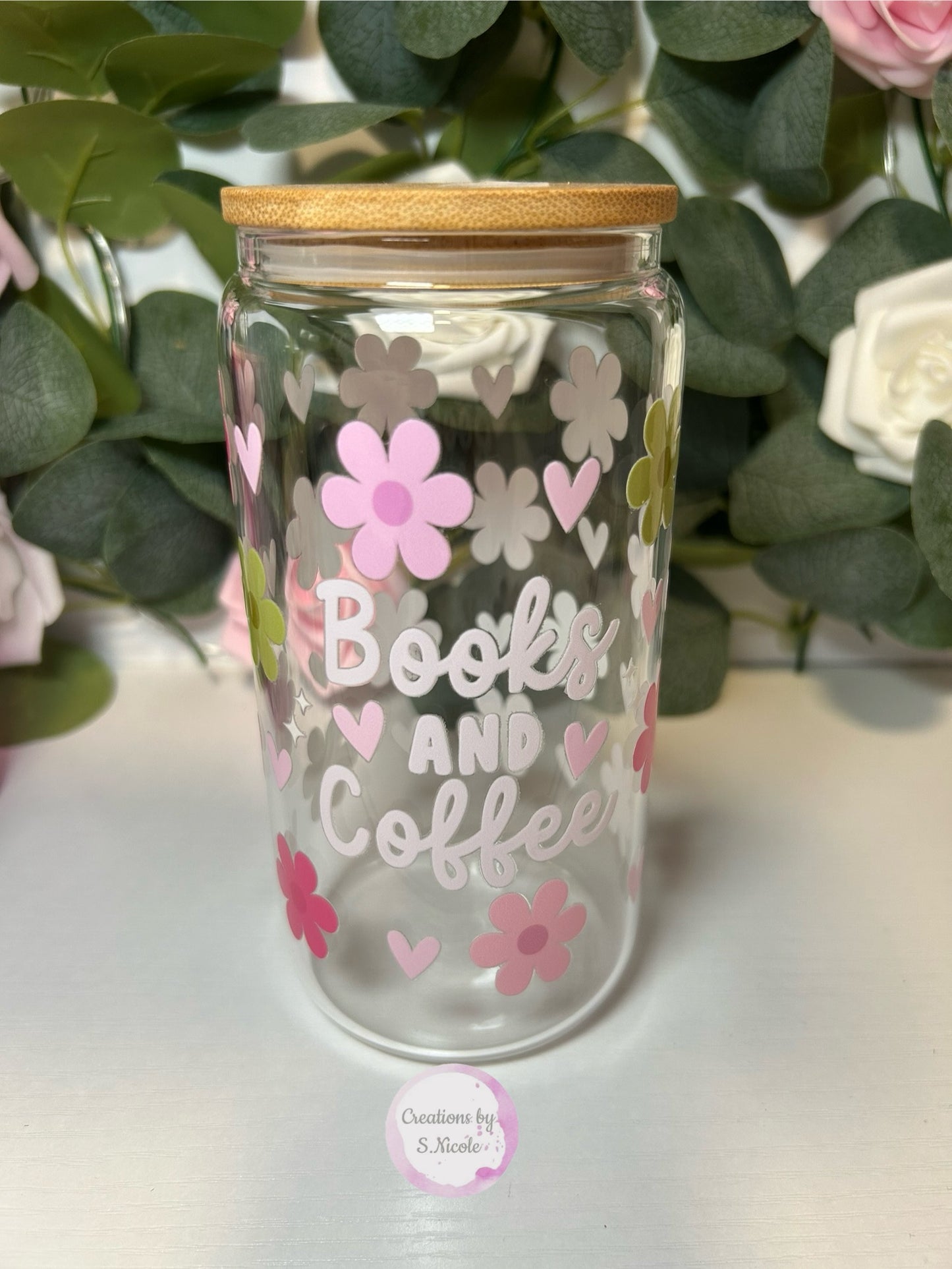 Books & Coffee Glass Can