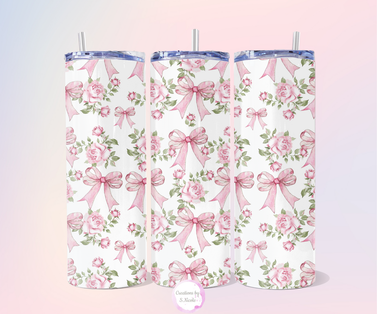 Pink Bow Skinny Tumbler