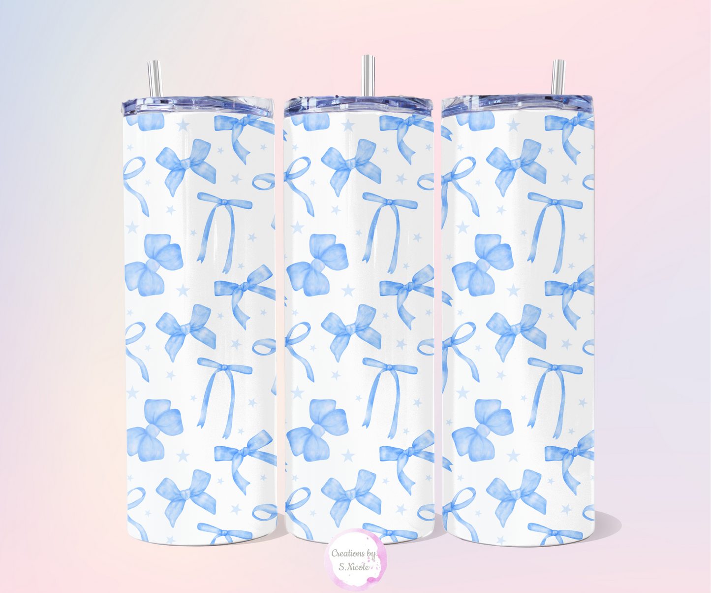 Blue Bow Skinny Tumbler