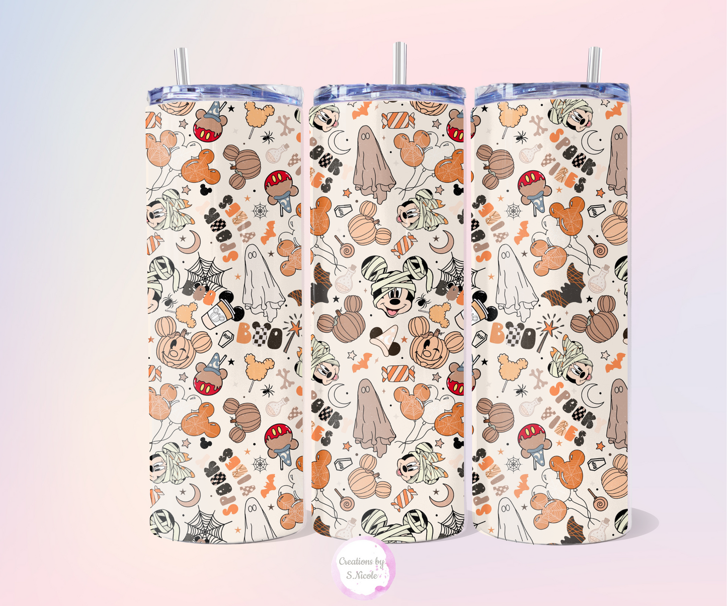 Mouse Spooky Vibes Skinny Tumbler