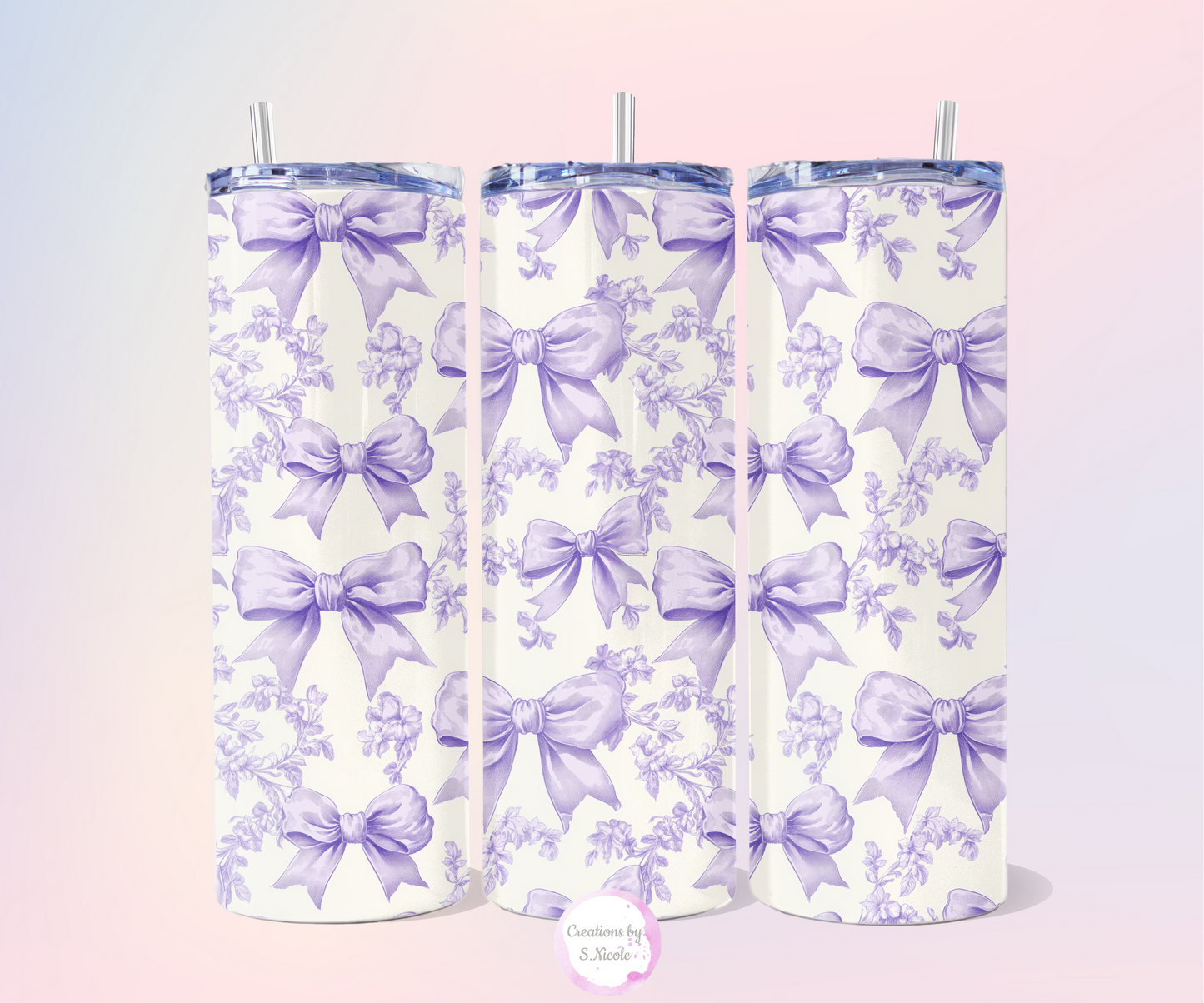 Purple Bow Skinny Tumbler