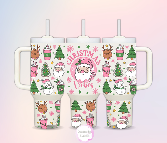 Pink Christmas Vibes 40oz Tumbler